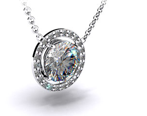 18k White Gold Pave Set Frame Pendant Setting